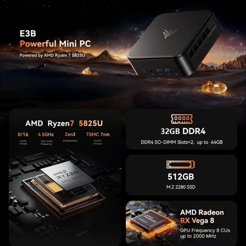 Acemagic Mini PC AMD Ryzen 7 5825U 32GB DDR4 512GB M.2 SSD JM4229739-bg