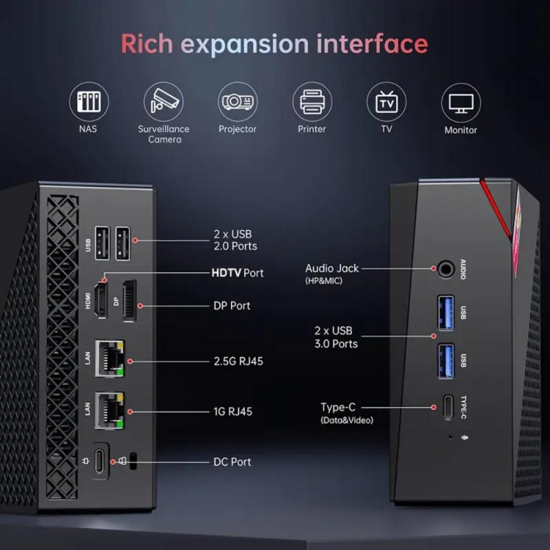 Acemagic Mini PC AMD Ryzen 7 5825U 16GB DDR4 512GB M.2 SSD PT6482681-bg