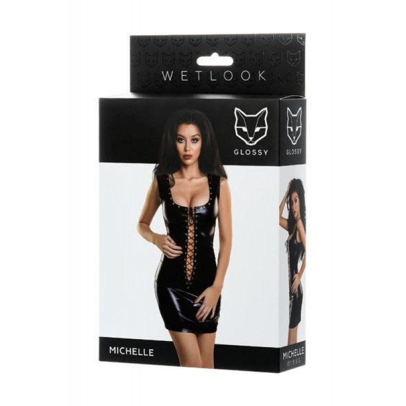 Glossy Michelle Wetlook Мини рокля 561100955015B-bg