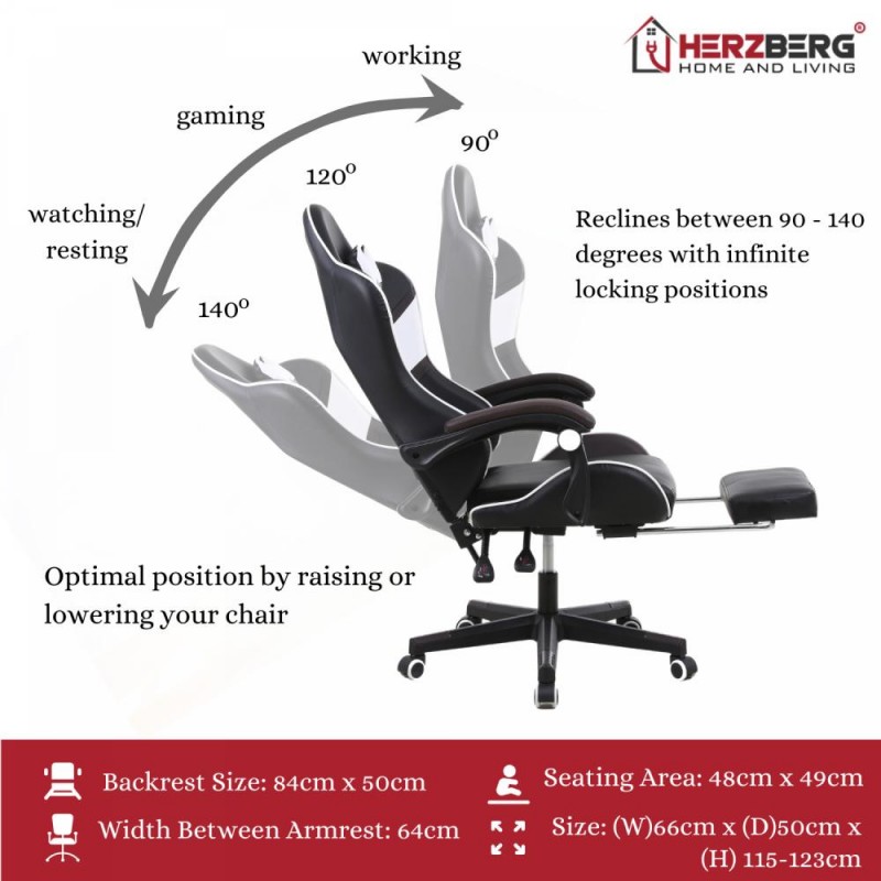 Herzberg Игрален и офис стол HG-8083Gn-bg
