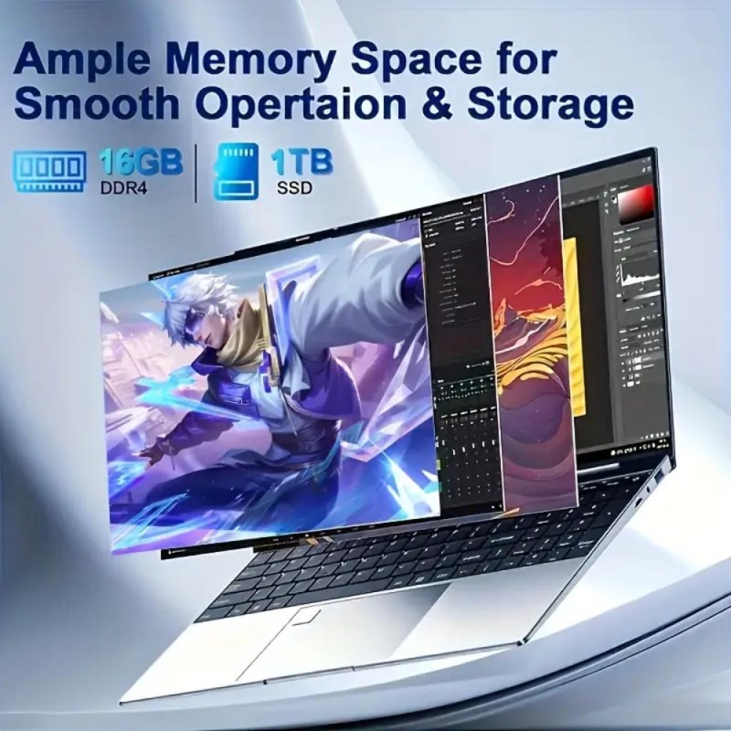 Kebe Лаптоп 15.6 FHD IPS LCD 16GB DDR4 1TB SSD KX1275450-bg