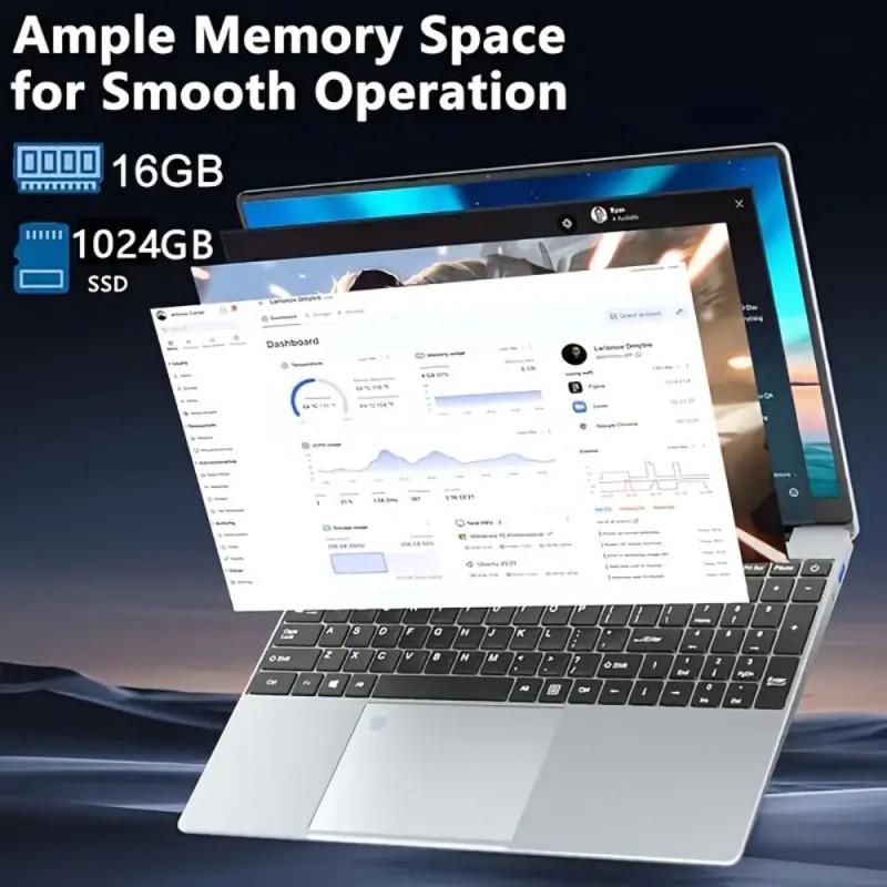 W&O Лаптоп 15.6 FHD 16GB DDR4 1TB SSD TJ1276376-bg