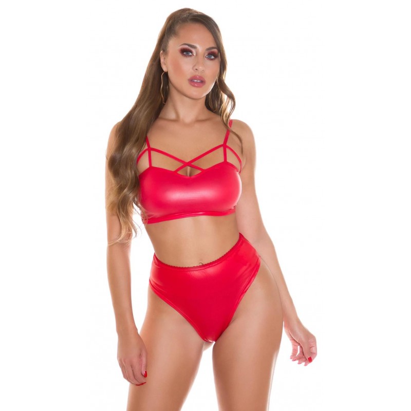 Koucla Wetlook бикини с висока талия с волани 0000UH20533R-bg