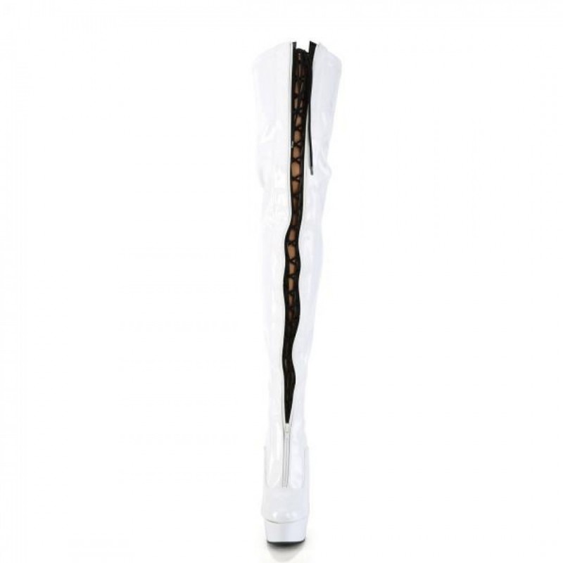 Pleaser чизми над коляното DELIGHT-3027 DEL3027/W-B/W-bg