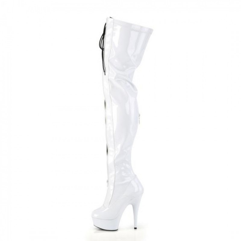 Pleaser чизми над коляното DELIGHT-3027 DEL3027/W-B/W-bg