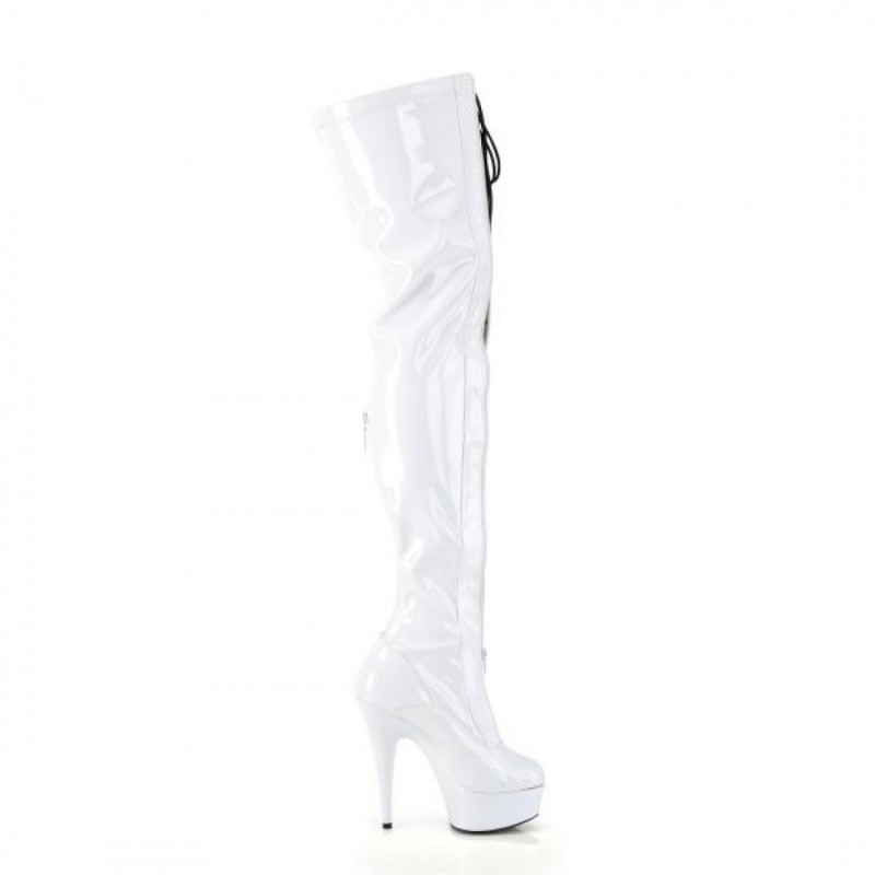 Pleaser чизми над коляното DELIGHT-3027 DEL3027/W-B/W-bg
