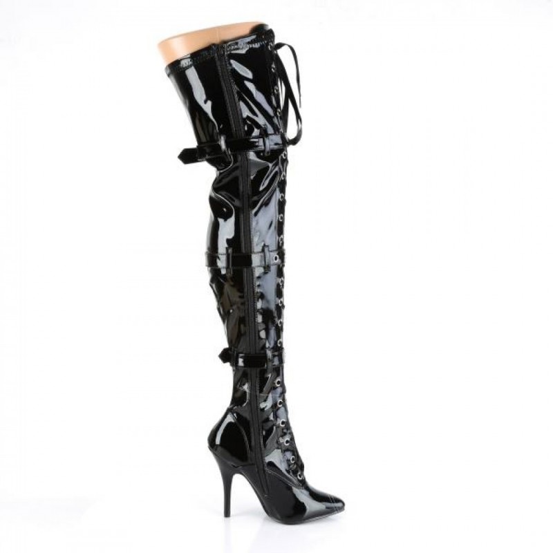 Pleaser чизми над коляното SEDUCE-3028 SED3028/B-bg