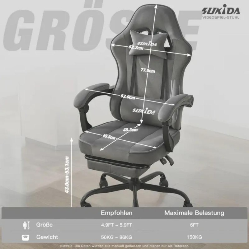 SUKIDA Ергономичен геймърски стол TY1373541-bg