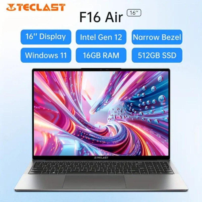 Teclast Лаптоп F16 Air 16 инча Full HD 1920x1200 16GB RAM 512GB SSD XJ1864163-bg